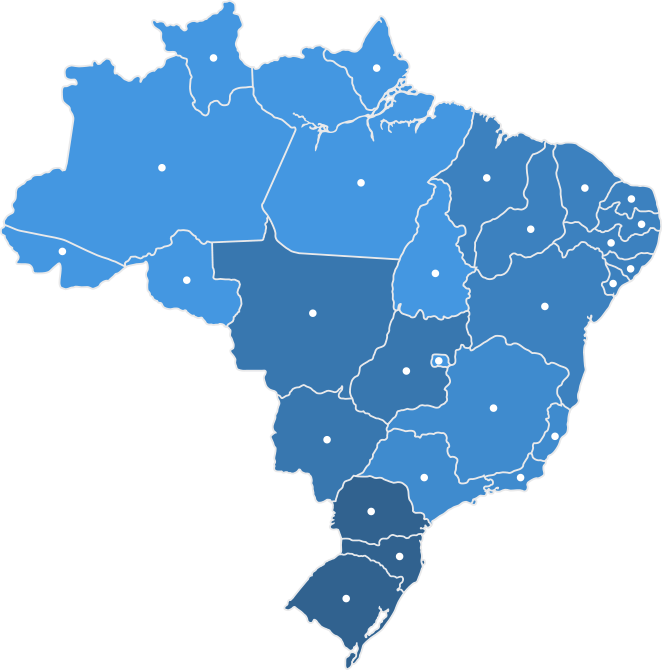 Mapa de atendimento em todo o brasil